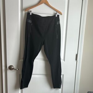Athleta Black Women's Pants with faux leather trim zip ankles